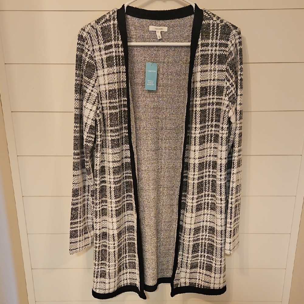 Maurices Black and White Plaid Cardigan